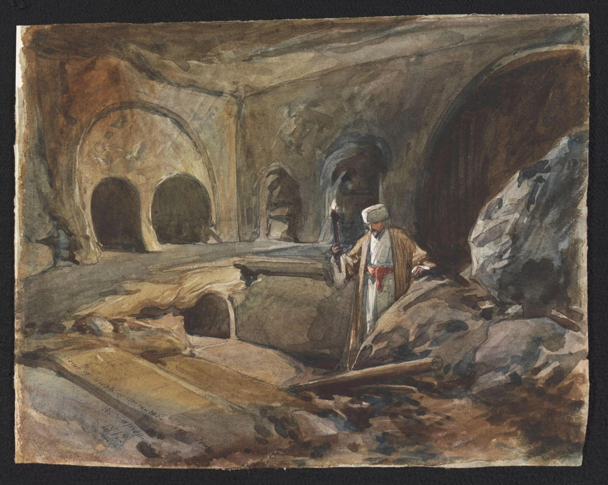 Tomb of Joseph of Arimathea. Jerusalem., by William Simpson, watercolor, 1872