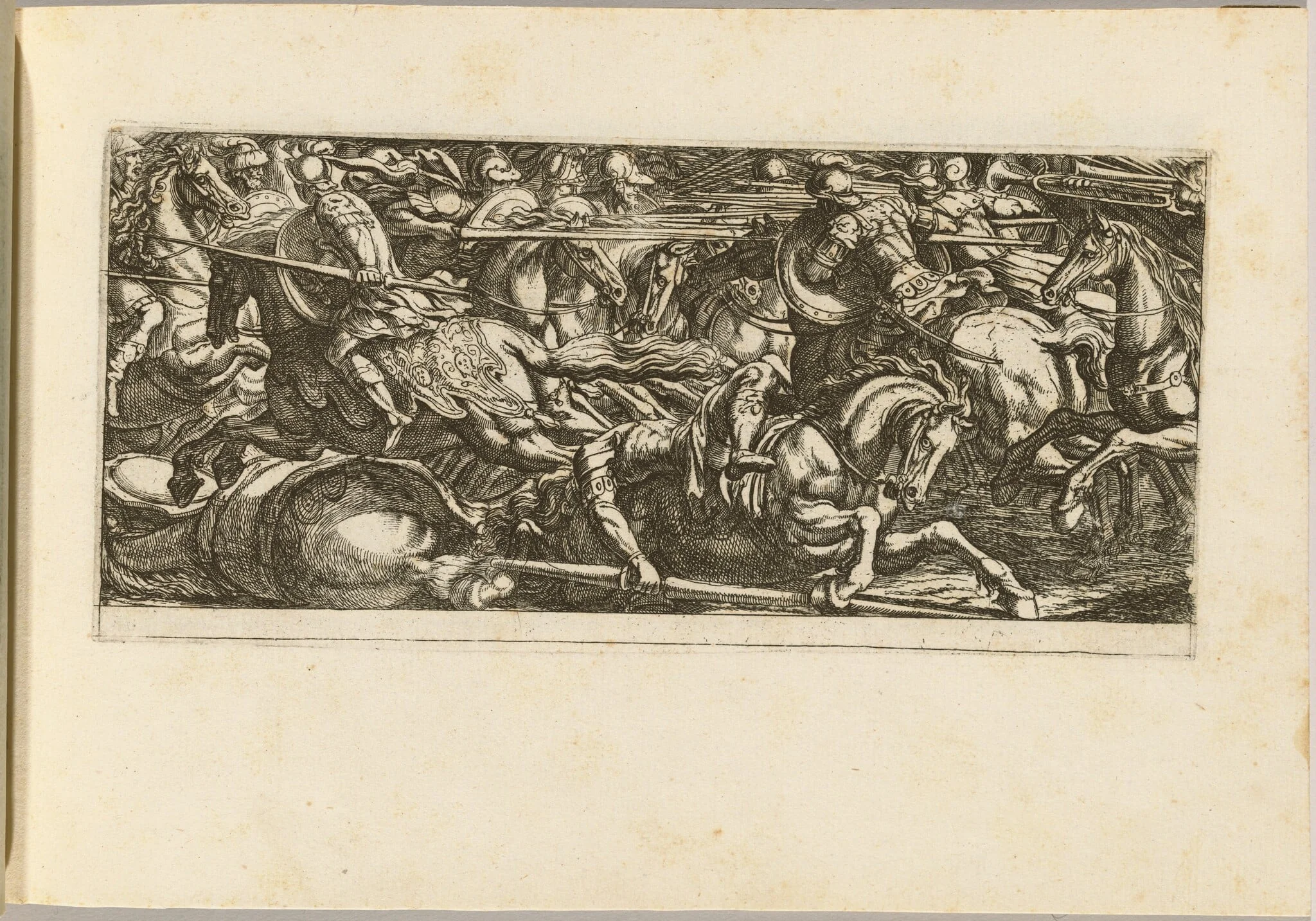 Cavalry Attack with Soldiers Fleeing, by Antonio Tempesta, ink, 1592