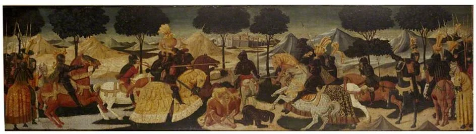 A Tournament, by Giovanni di ser Giovanni Guidi, unspecified, 1456