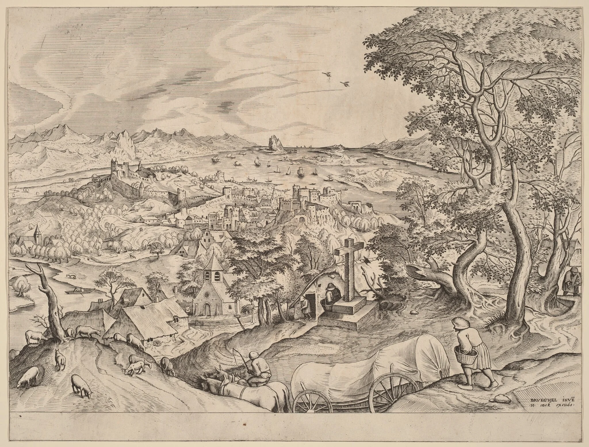 Plaustrum Belgicum (The Belgian Wagon), by Lucas van Doetechum, ink, 1556