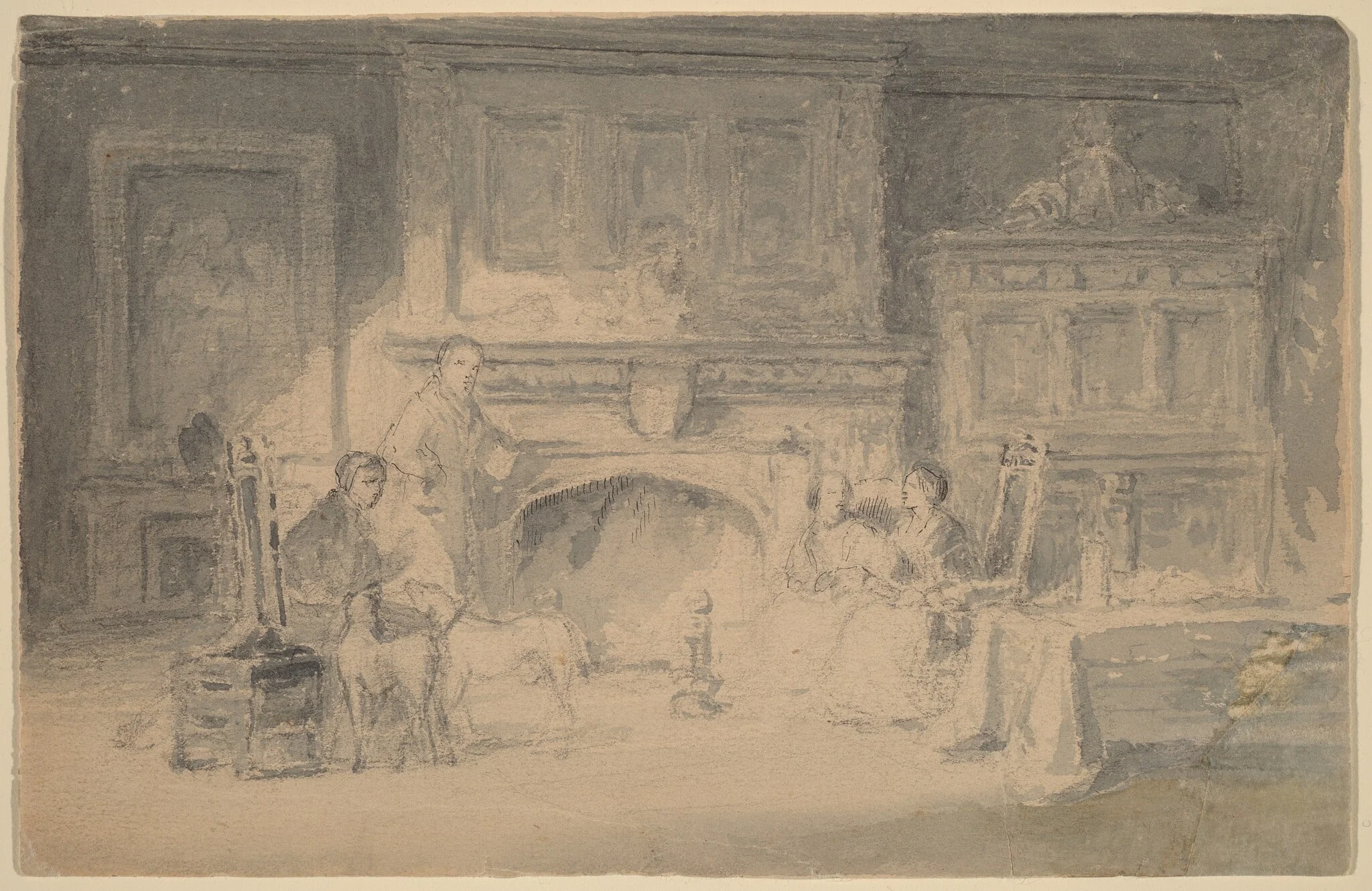 Study for "The Bailey Family", by Robert Walter Weir, ink, 1846