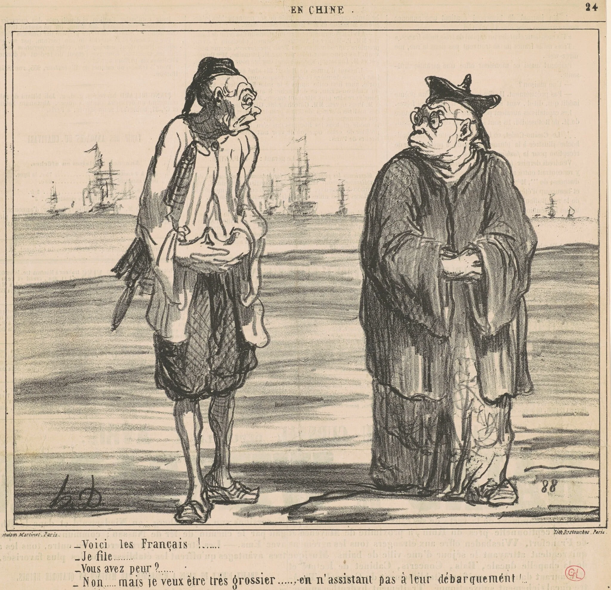 Voici les français! ... je fille ..., by Honoré Daumier, ink, 1860