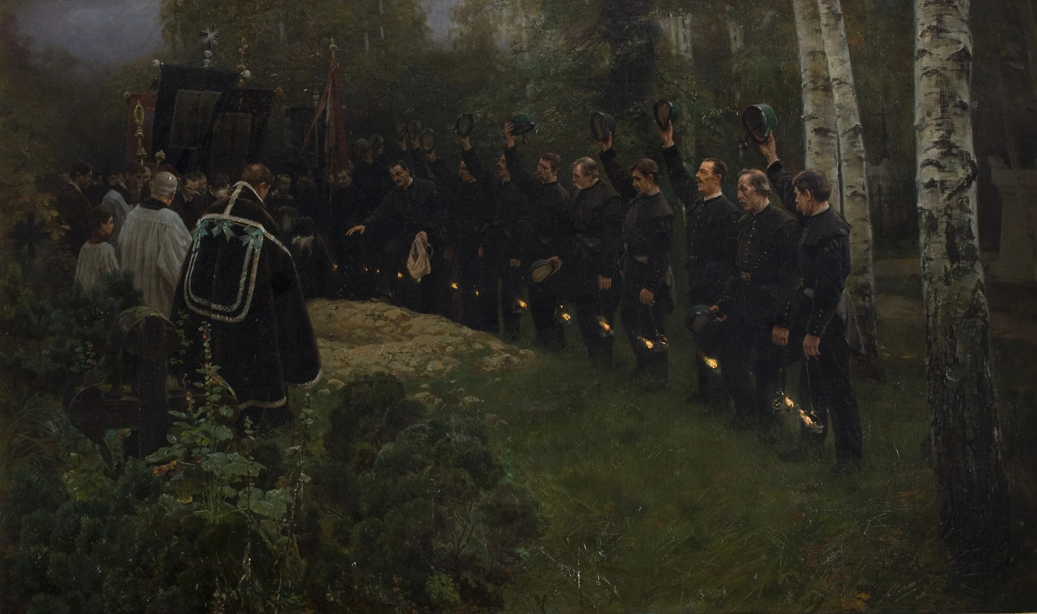 Miner's Funeral, by Piotr Stachiewicz, oil, 1896