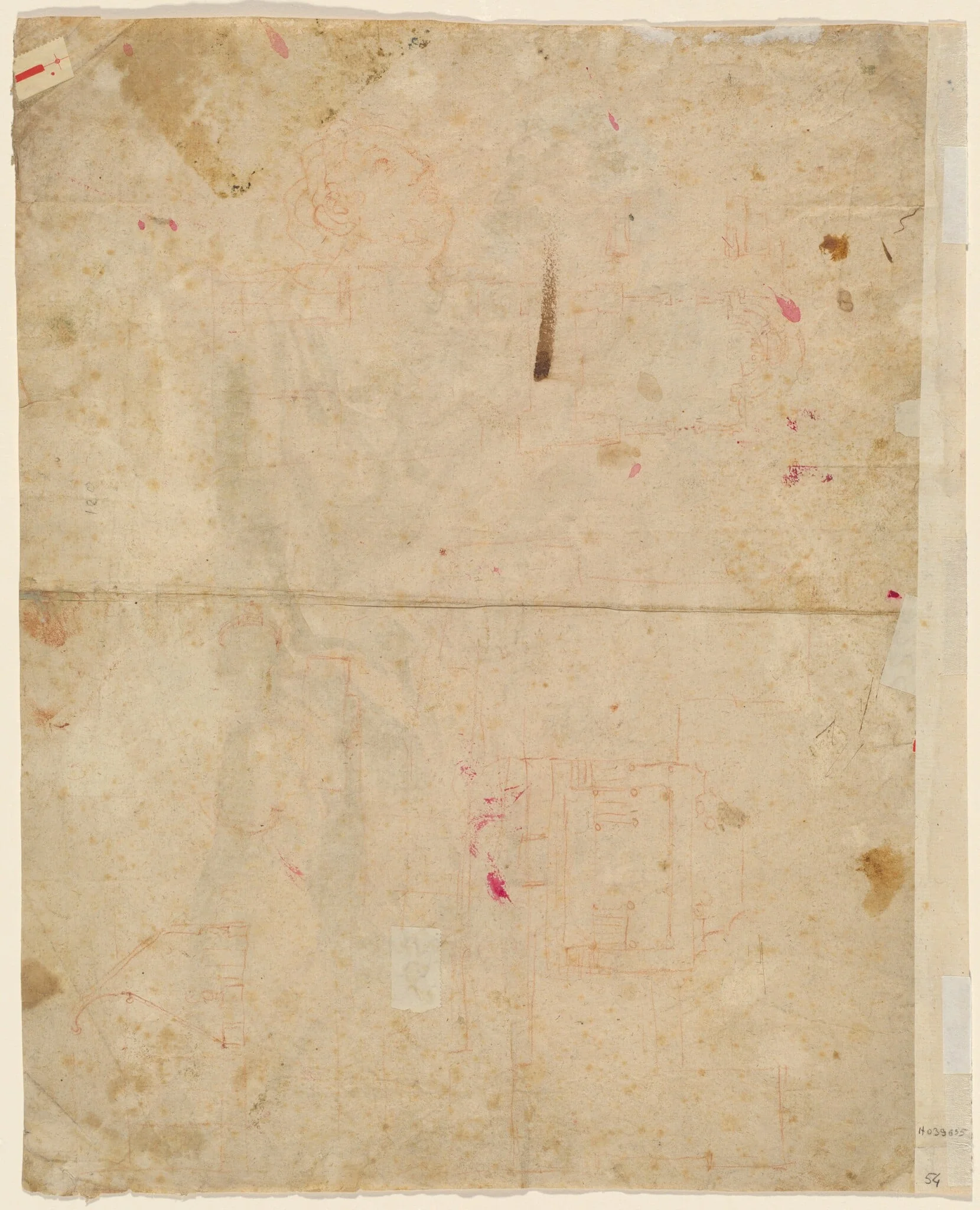 The Head of Saint George and Architectural Plans (verso)