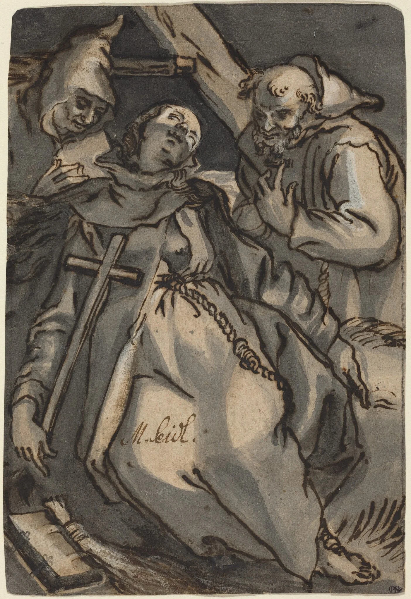 Saint Euphrosyne, by Melchior Steidl, ink, 1695
