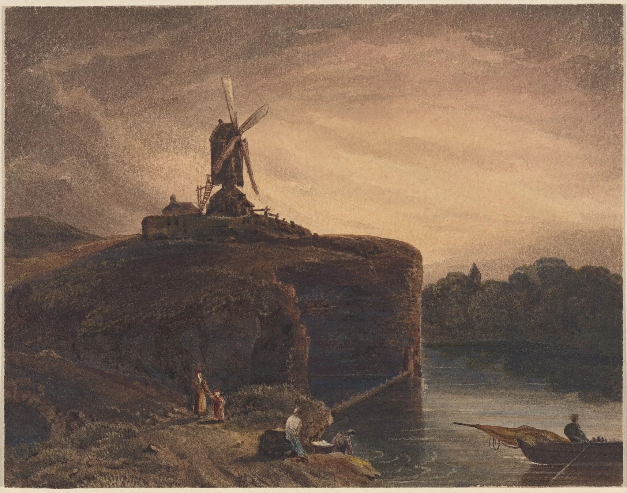 The Mill, by British 19th Century, watercolor, 1801