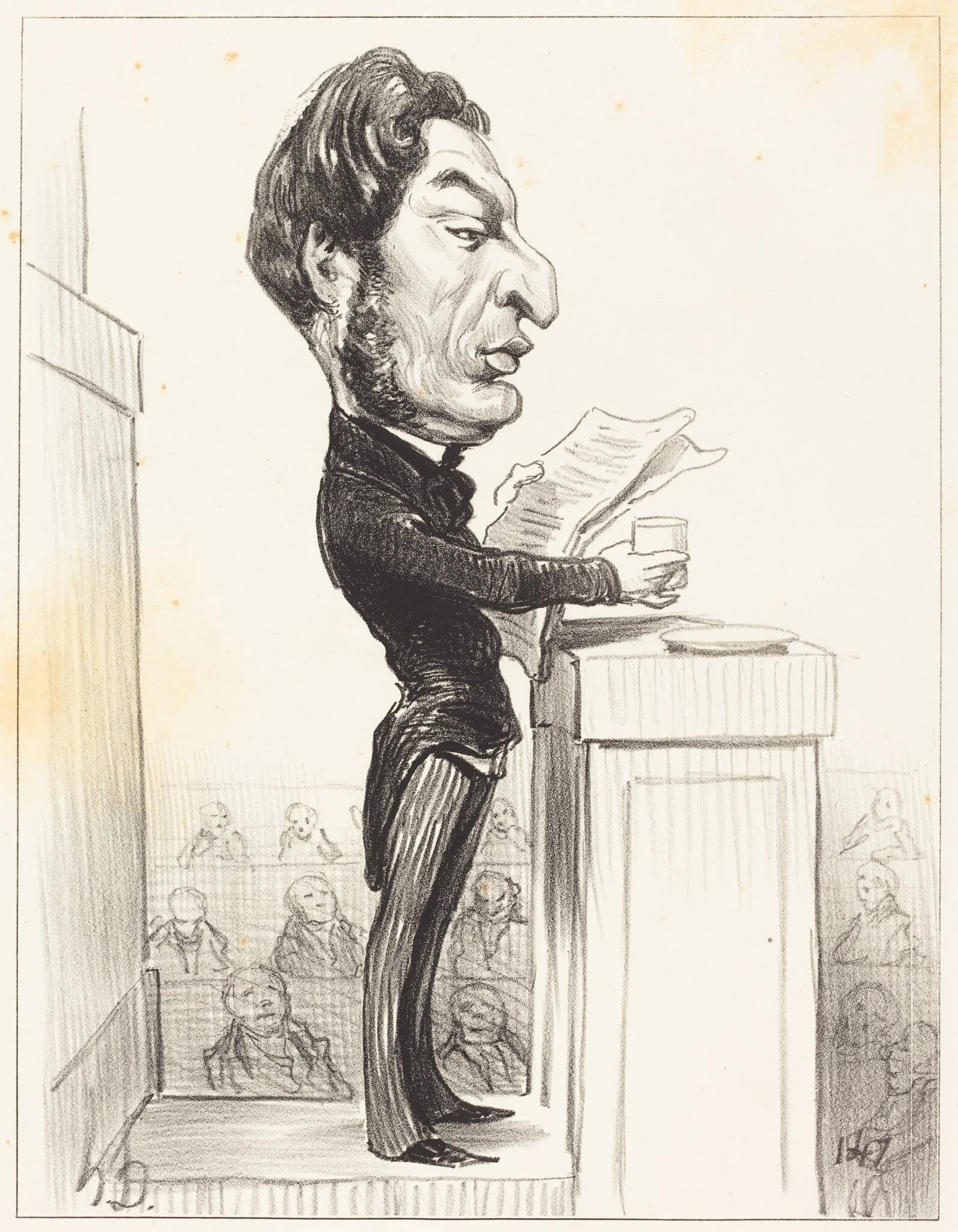 Eugène Rouher, by Honoré Daumier, ink, 1850