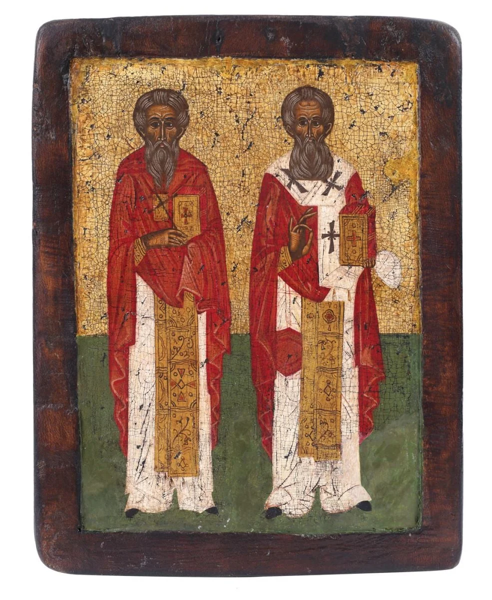 Doi Sfinți Ierarhi, by Unknown, 1850