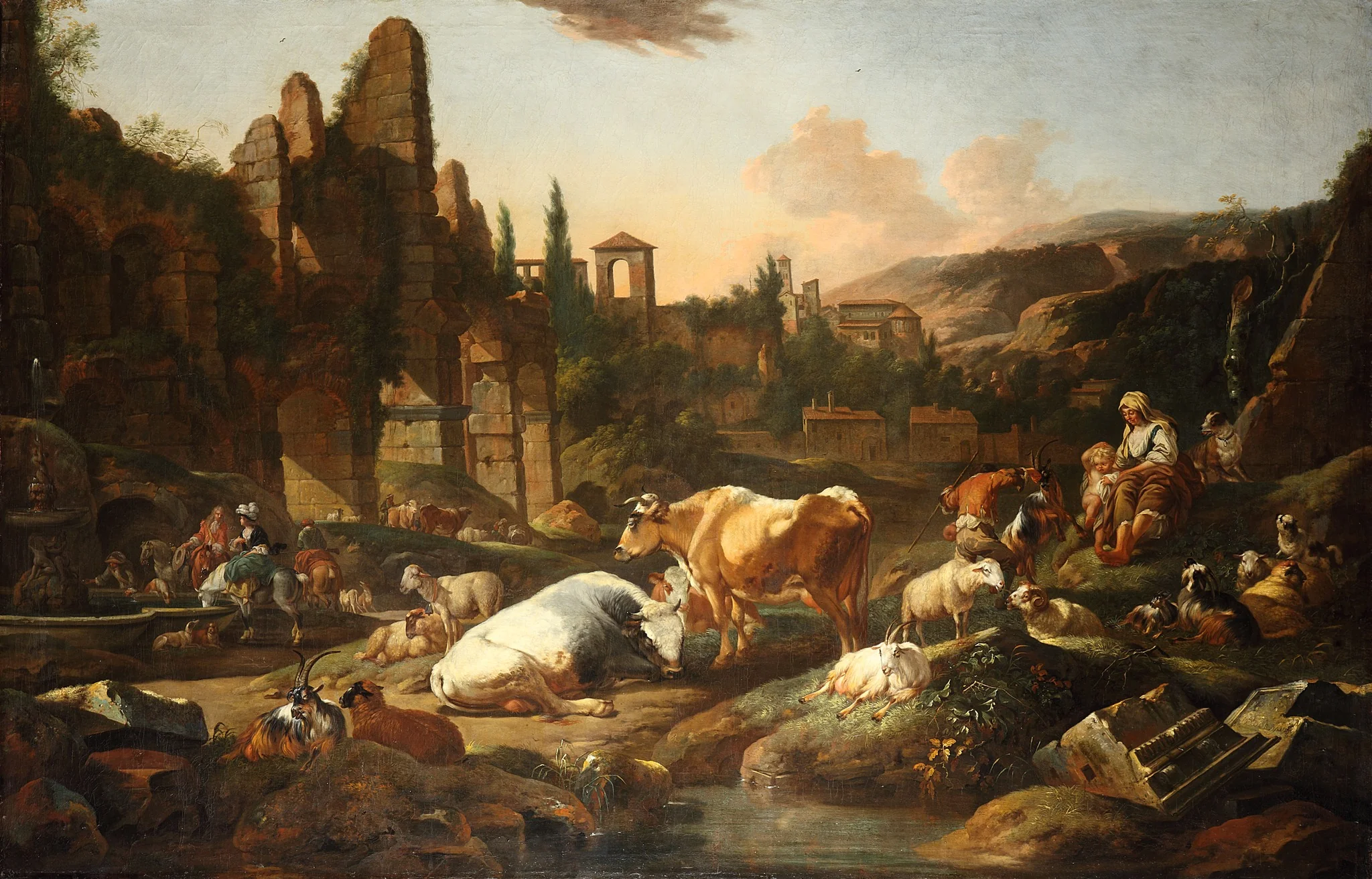 An Italian Landscape with Cattle