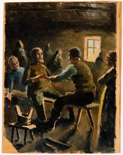 Runonlaulajat, öljyvärimaalaus, luonnos, n.1890-1900