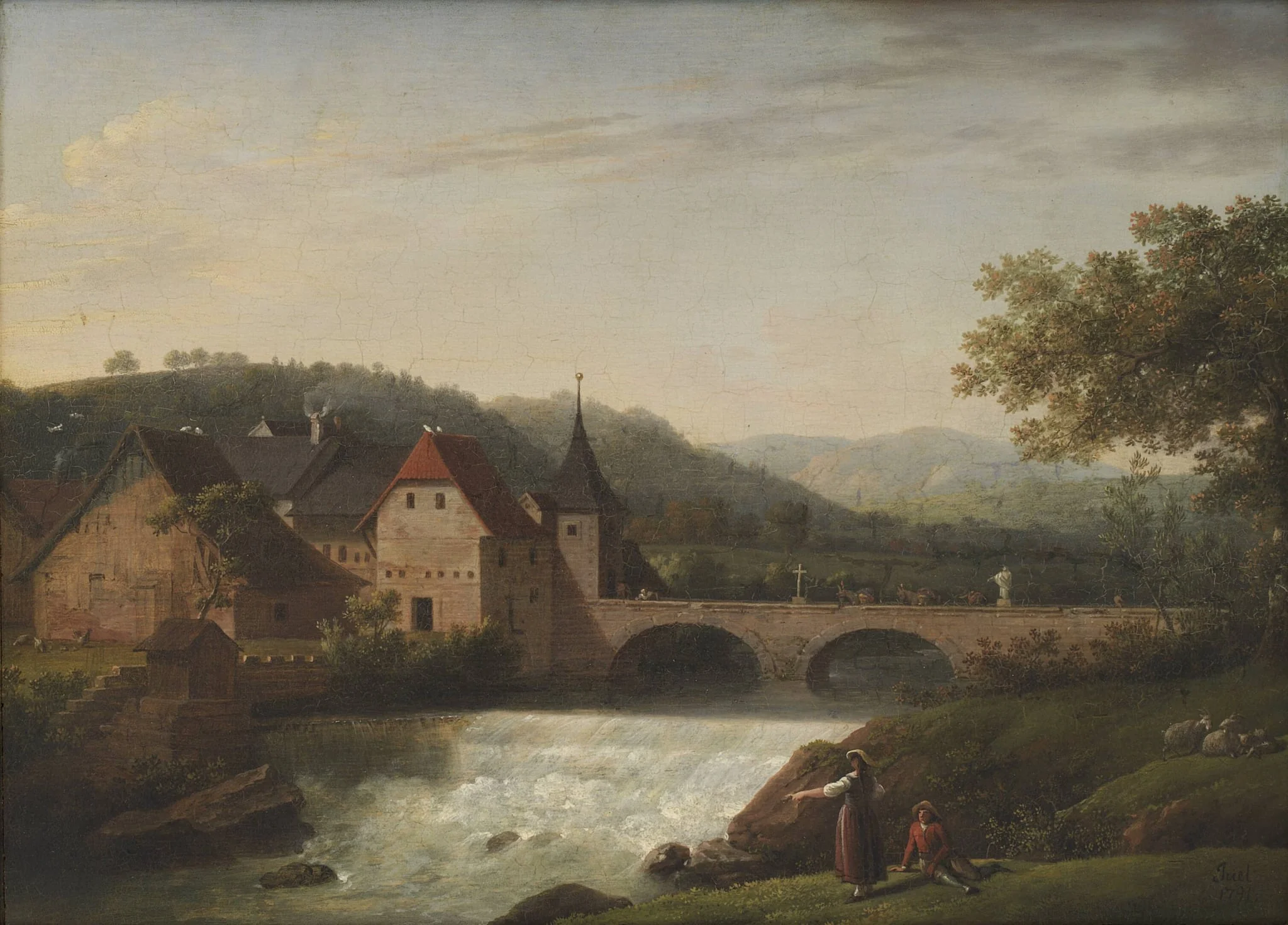The Bridge and the Waterfall at Dornach, Switzerland, by Unknown, 1791