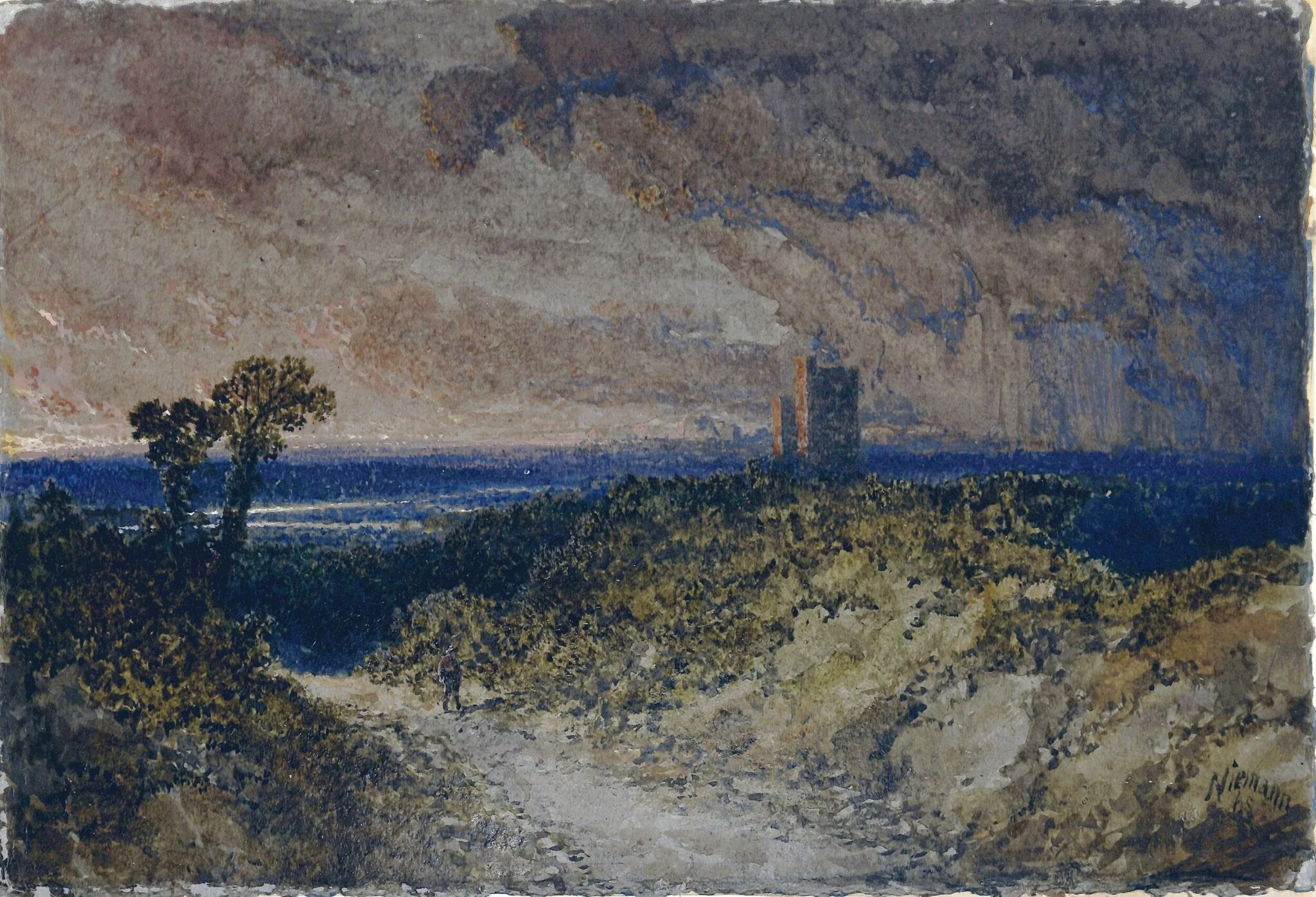 Autumn Evening: A Composition, by Niemann, watercolor, 1865