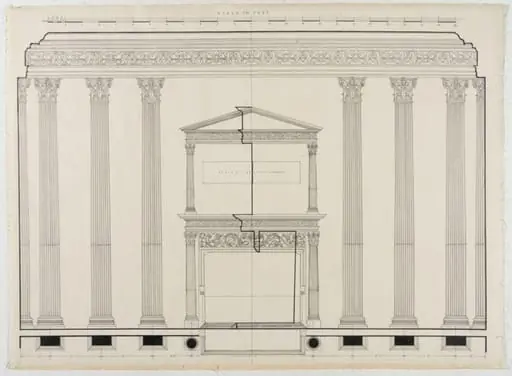 Elevation of wall showing mantelpiece.