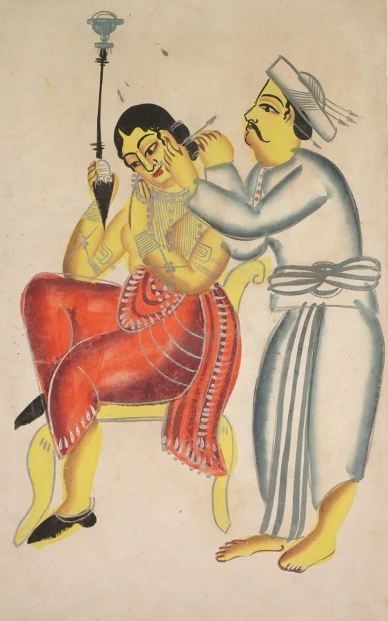 Barber Cleaning a Woman’s Ear, by Unknown, unspecified, 1890