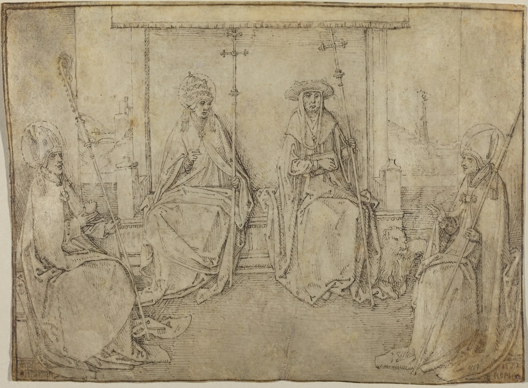 The Four Latin Fathers of the Church, by Valentijn van Orley, chalk, 1512