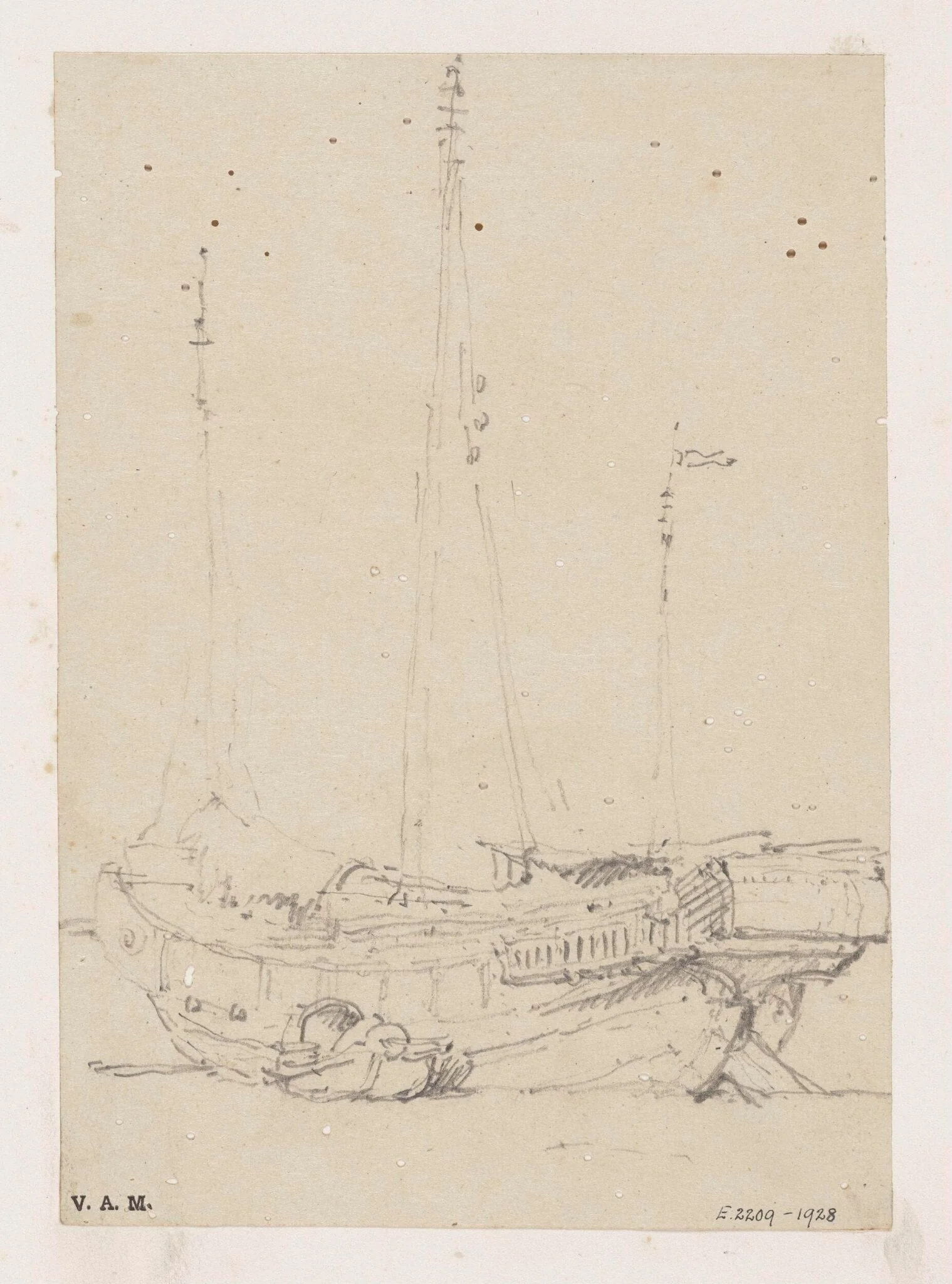 A junk with a small boat alongside, by George Chinnery, 19