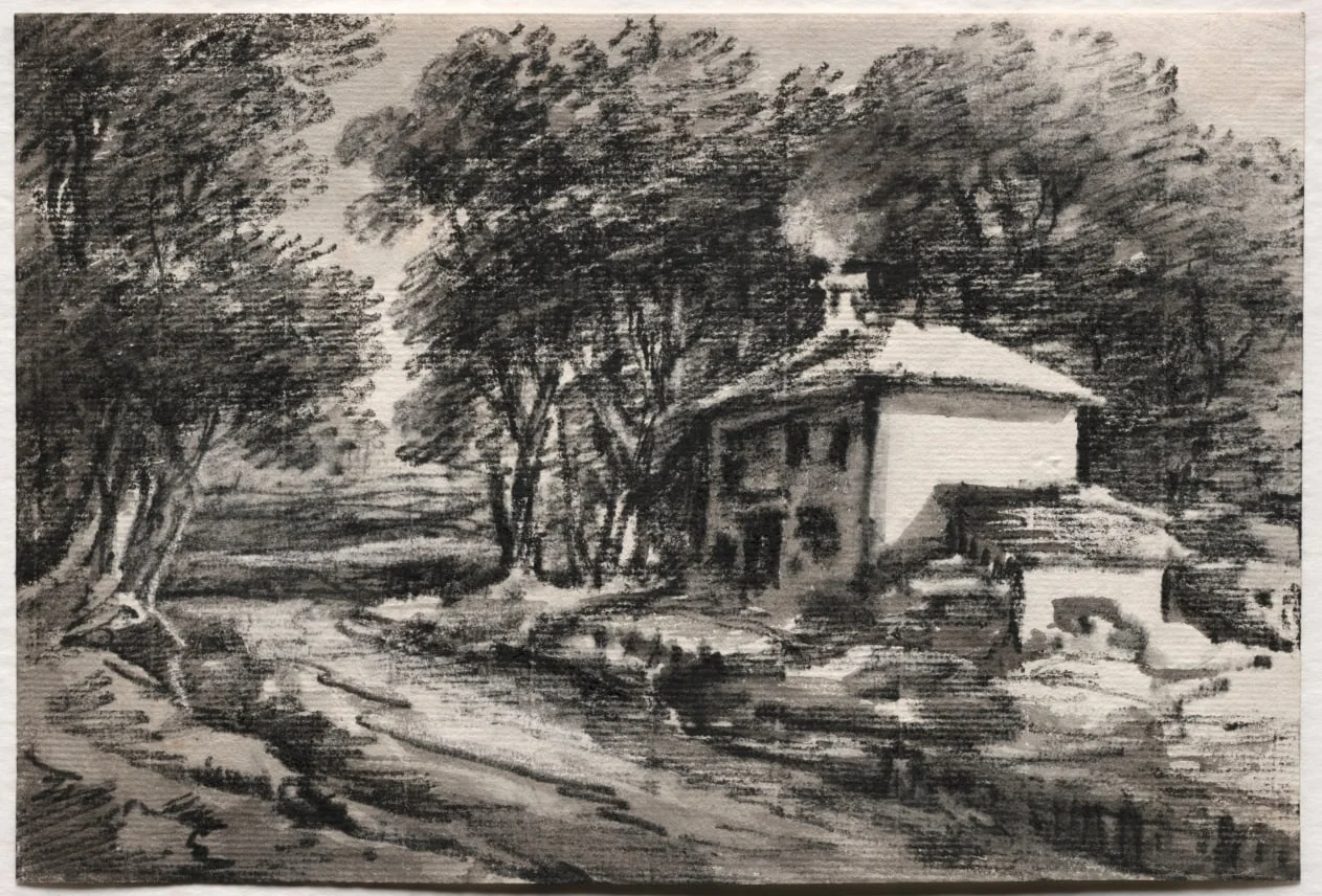 Landscape with Cottage (recto), by Thomas Monro, 1824