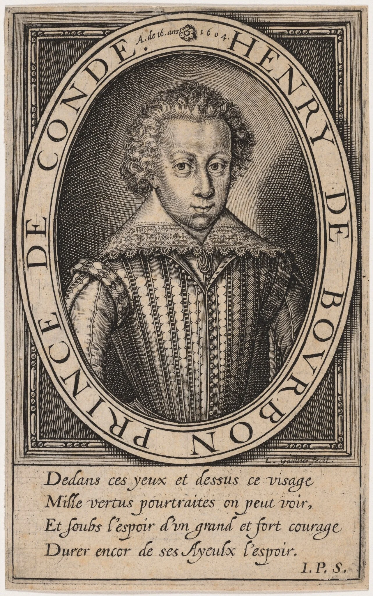 Henry II de Bourbon, Prince de Conde, by Léonard Gaultier, ink, 1604