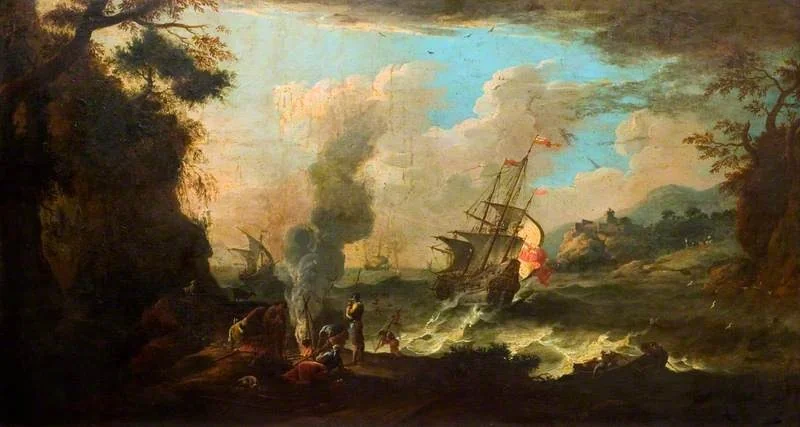 Coast Scene, by Salvator Rosa, oil, 1654