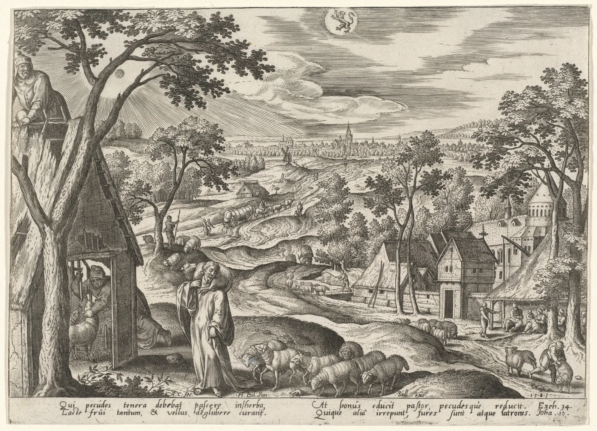 The Good Shepherd, by Adriaen Collaert, ink, 1585
