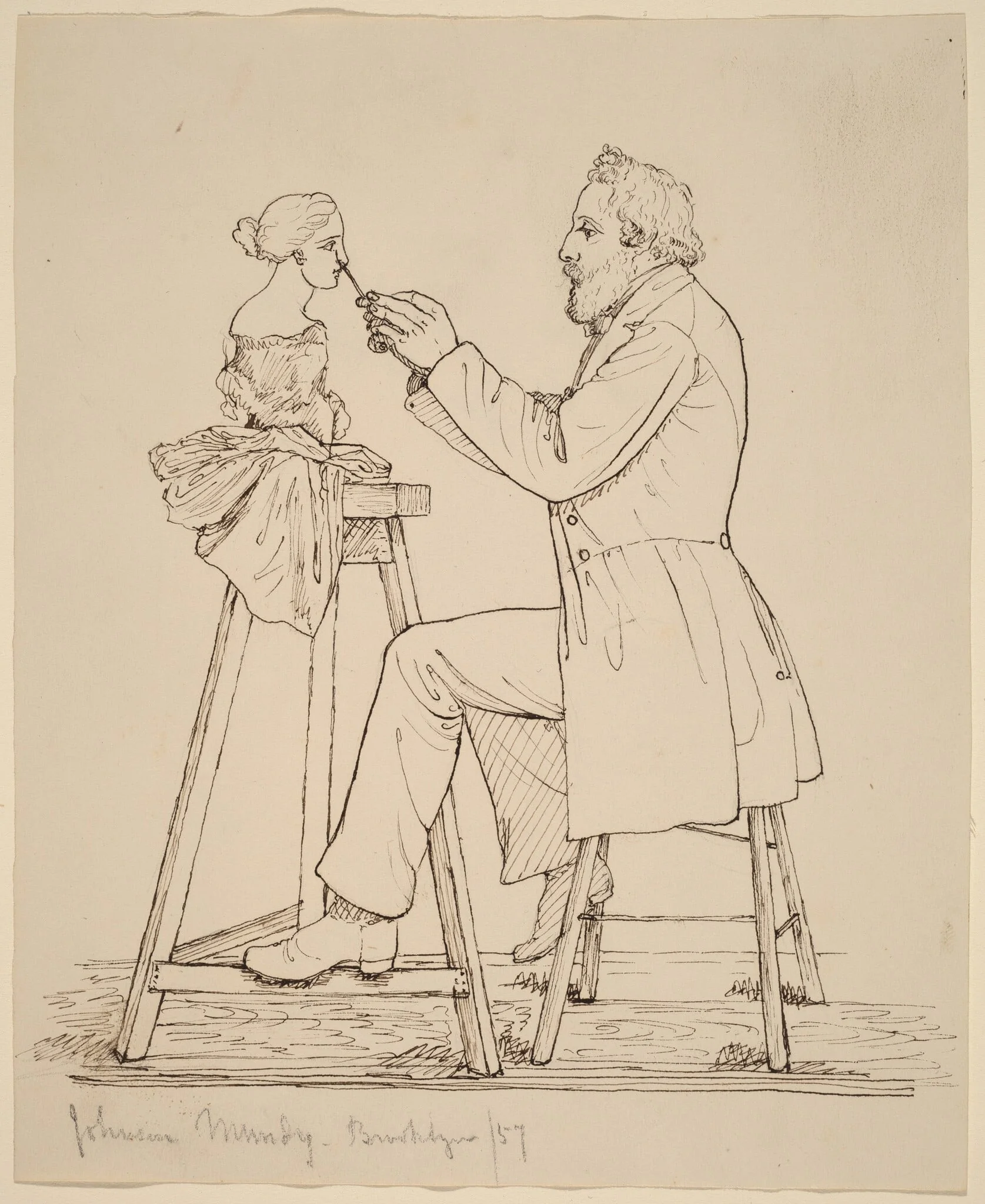 Johnson Mundy, Sculptor, by John Quincy Adams Ward, ink, 1857