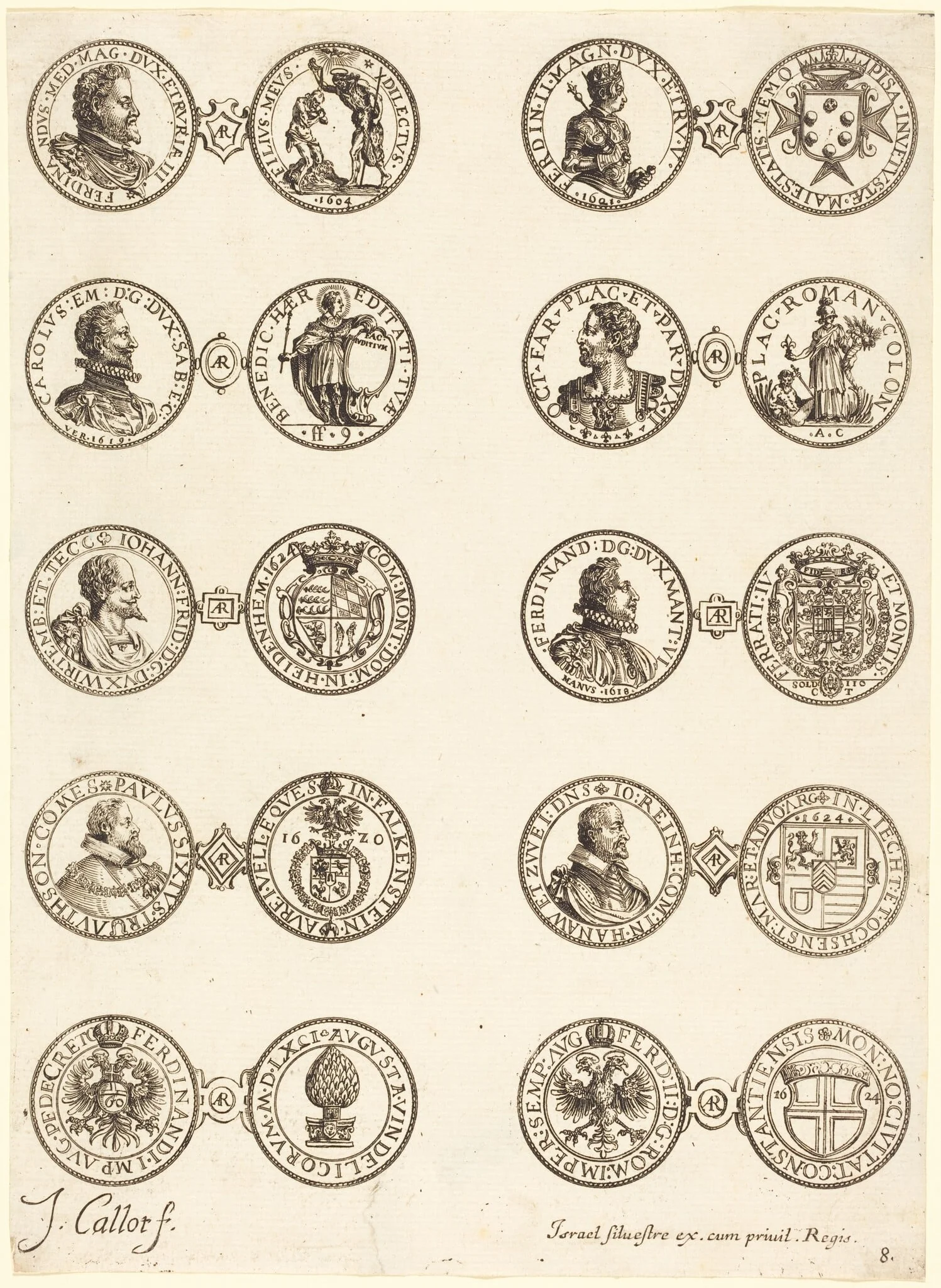 Coins [plate 8], by Jacques Callot, ink, 1630