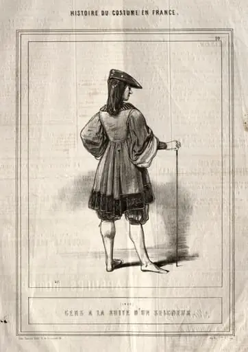 Histoire du Costume en France:  Gens à la suite d'un seigneur