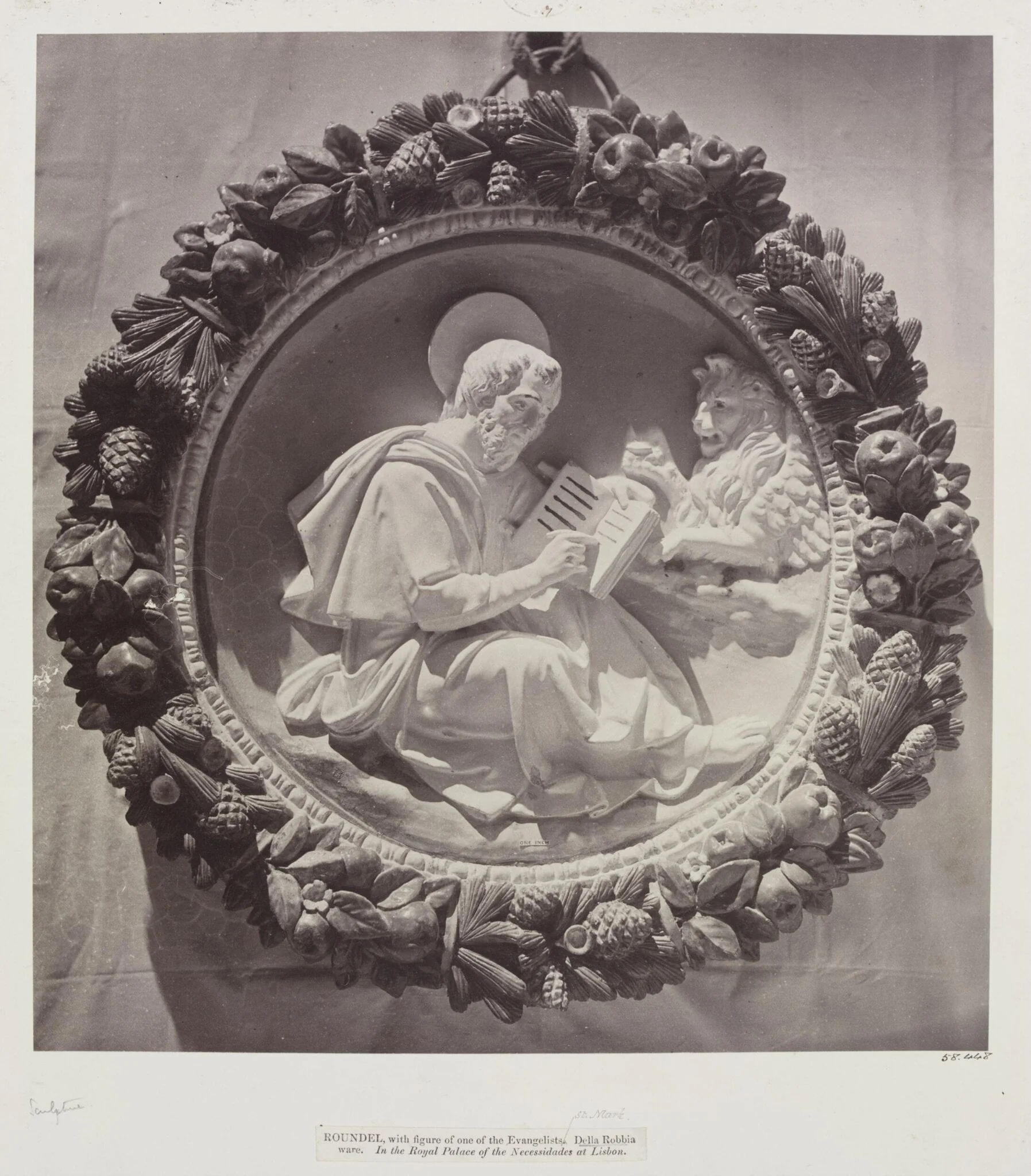 Roundel, St. Mark, by della Robbia, Palace of Necessidades, by Charles Thurston Thompson, photographic, 1866