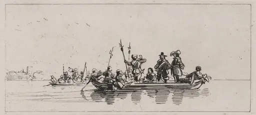 Two Boats With Passengers and Guards