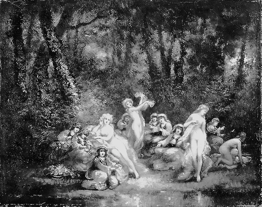In the Woods, by Unknown, oil, 1860