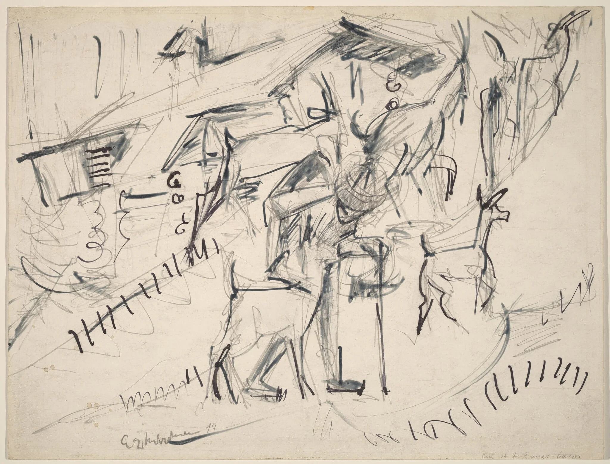 Goatherd with Goats, by Ernst Ludwig Kirchner, ink, 1917