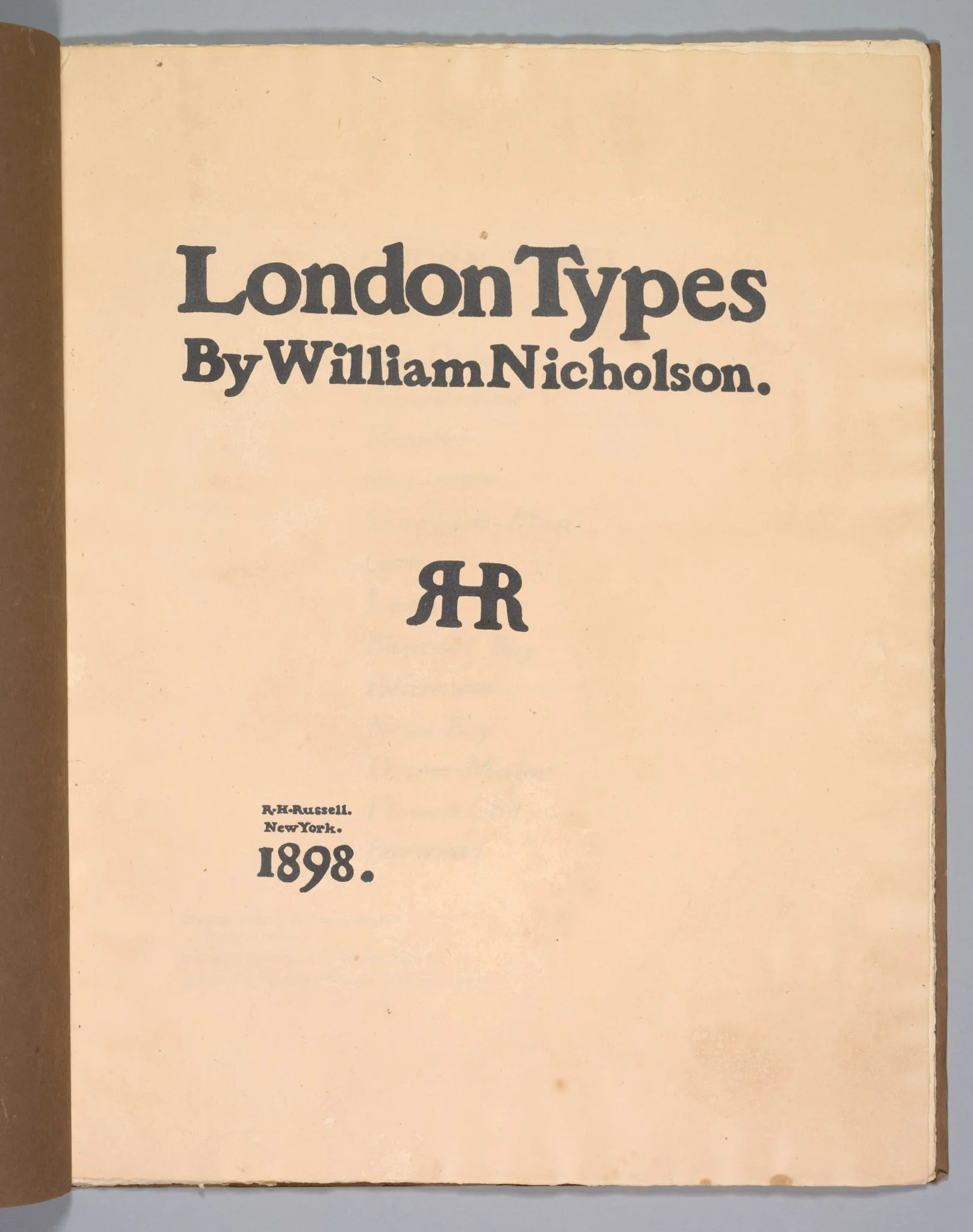 London Types: Quatorzains, by William Nicholson, 1898
