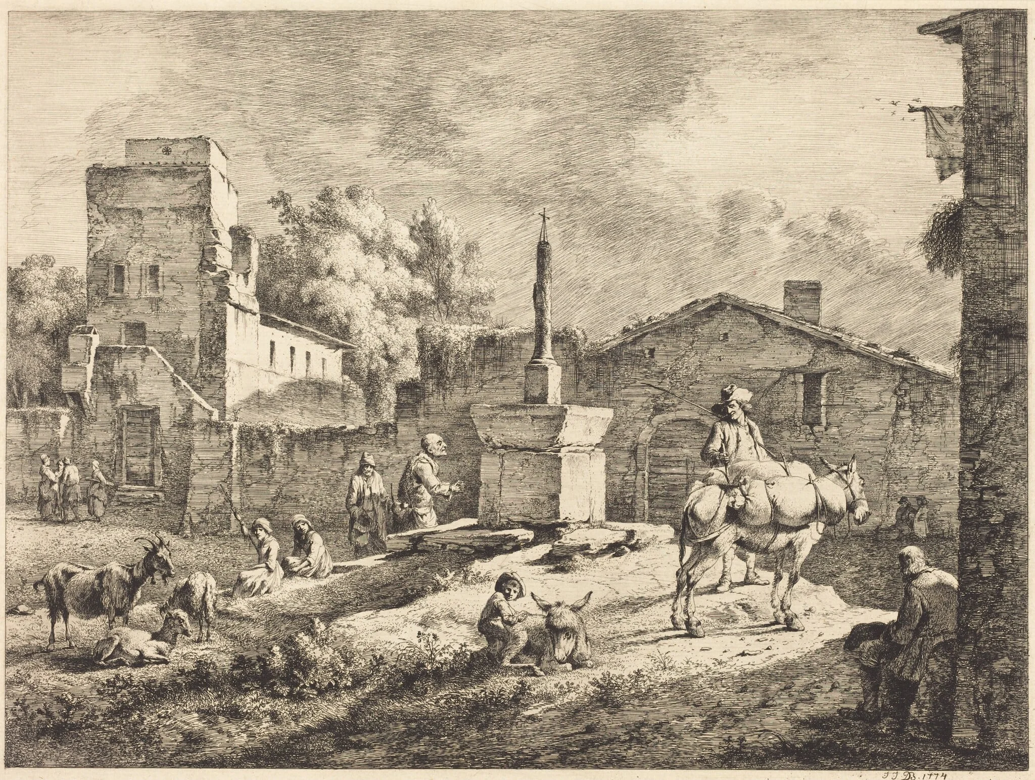 View of Saint-Andéol, by Jean-Jacques de Boissieu, ink, 1774