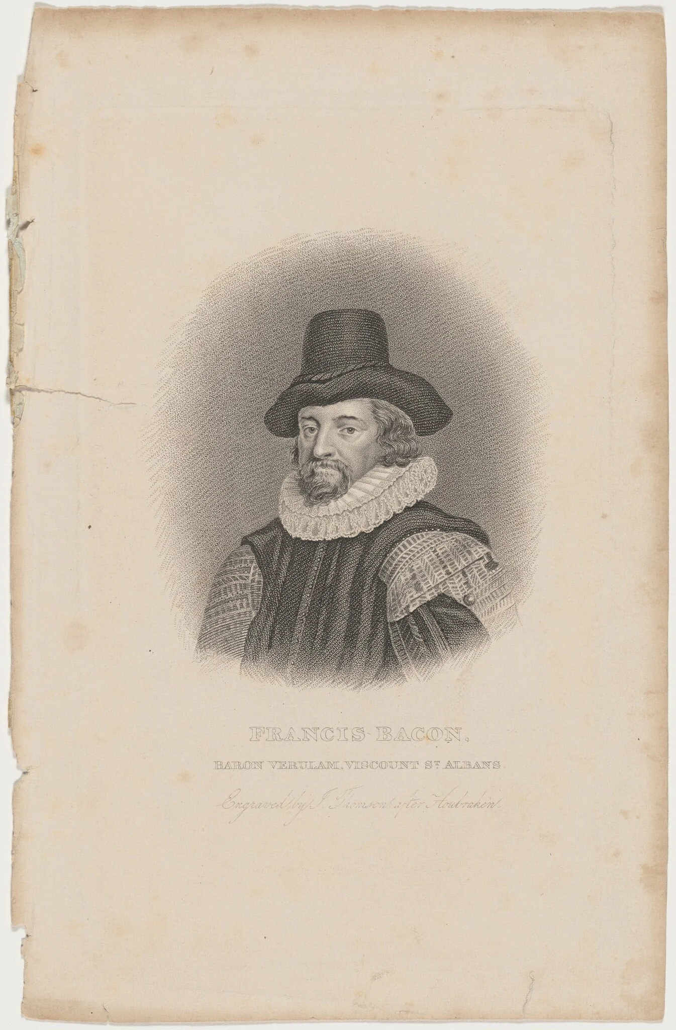 Francis Bacon, by James Thomson, ink, 1820