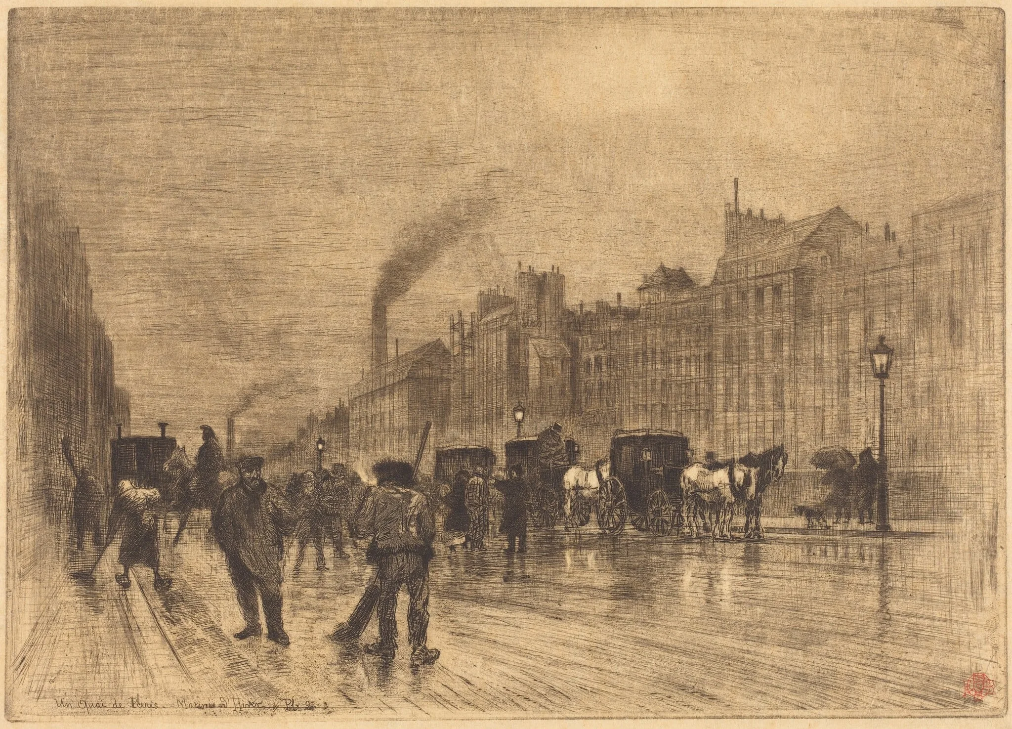 Matinée d'Hiver sur les Quais, by Félix-Hilaire Buhot, ink, 1883