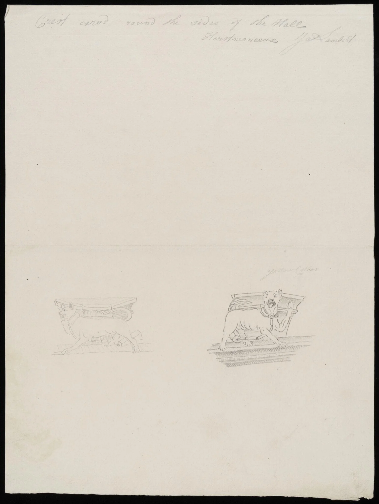 Sketches of corbel in Hall., by James Lambert senior, 1776