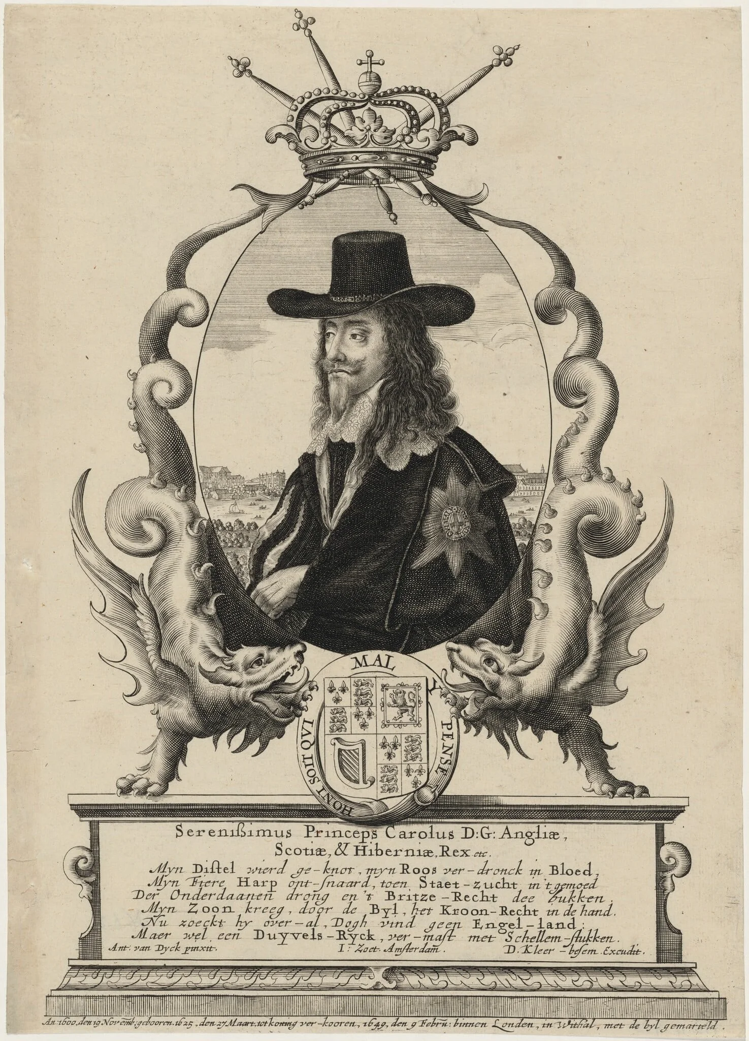 Charles I in a Border of Dragons, by Unknown, ink, 1620
