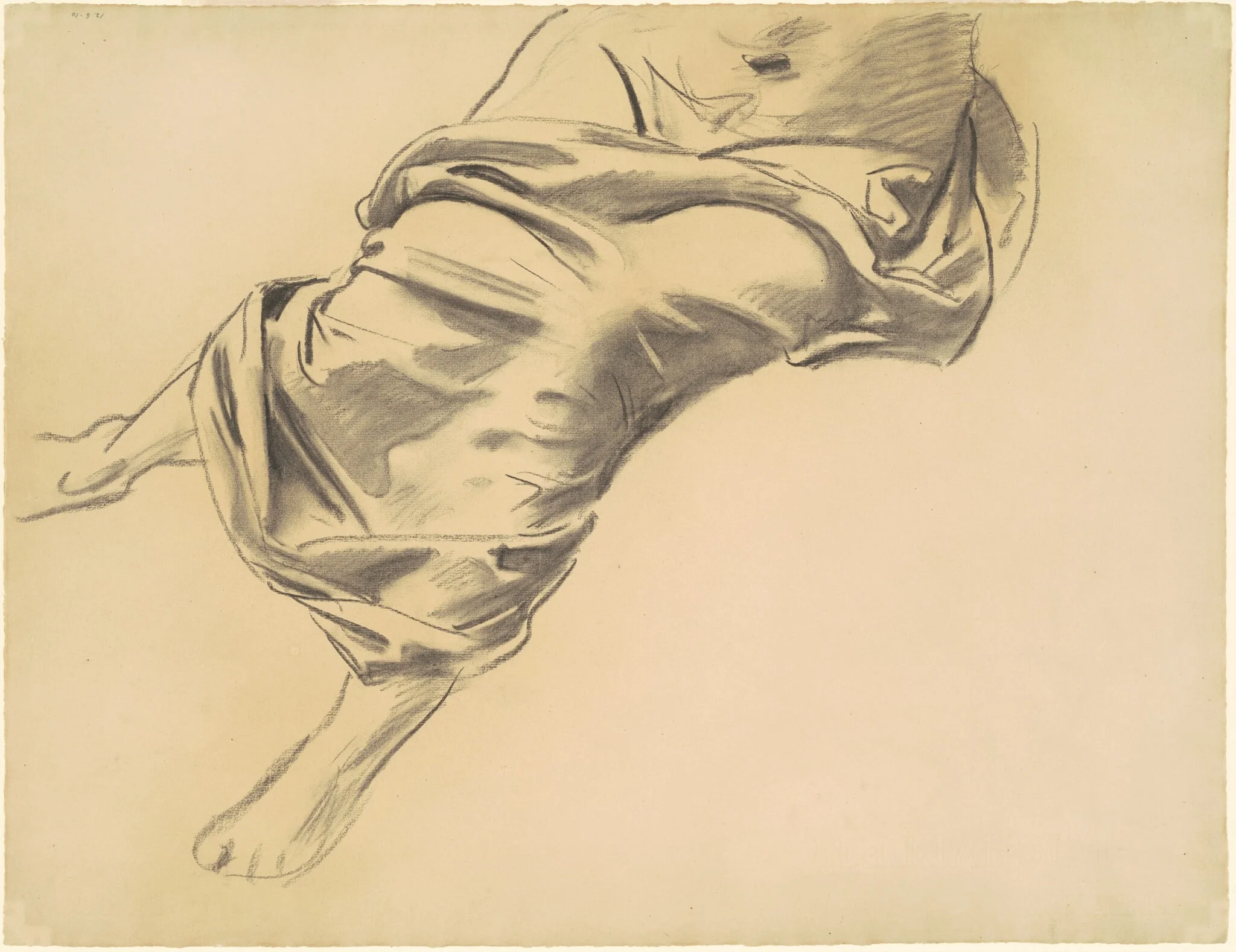 Study of a Draped Figure, by John Singer Sargent, charcoal, 1922