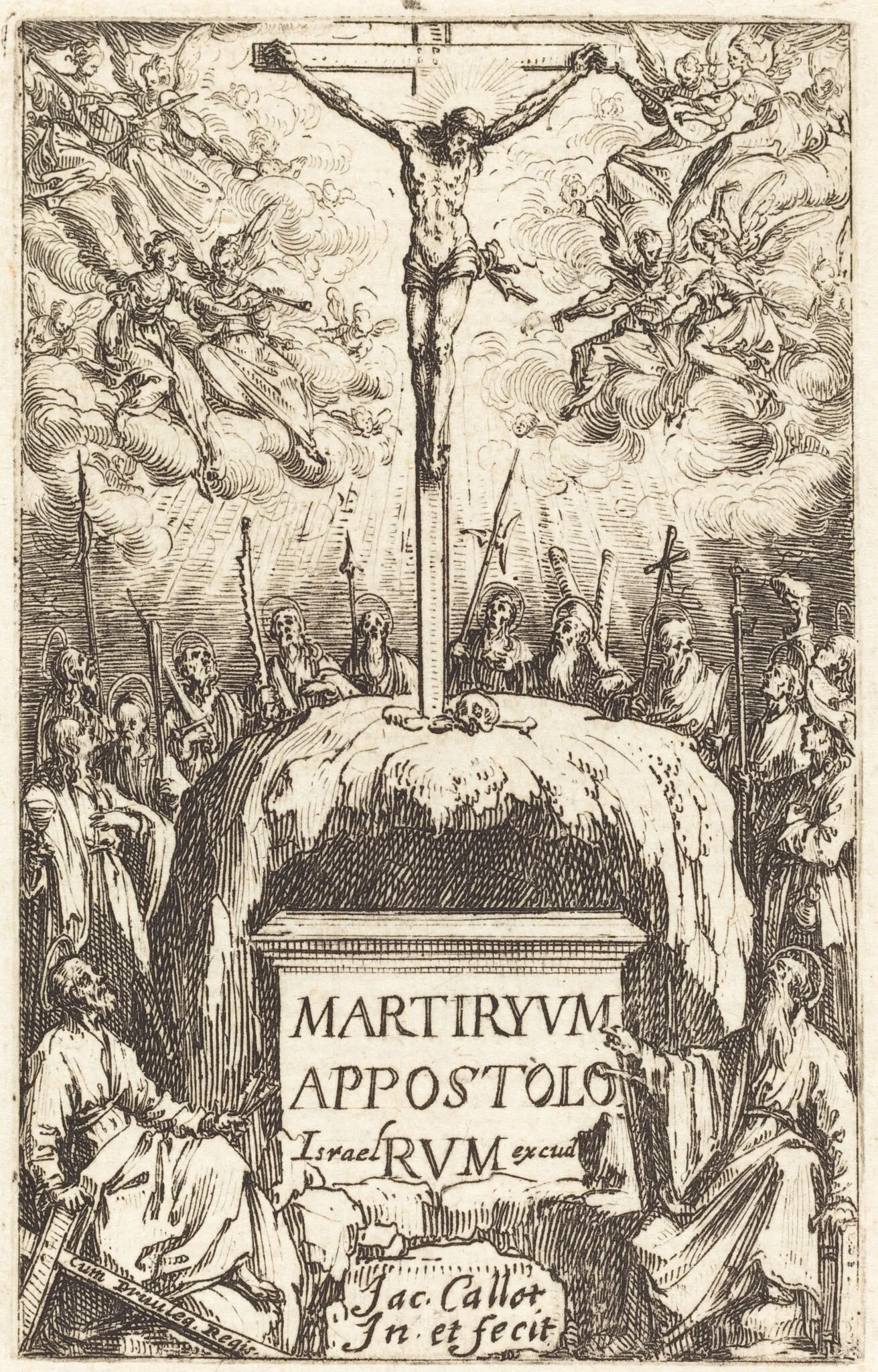 Title Page for "The Martyrdoms of the Apostles", by Jacques Callot, ink, 1634