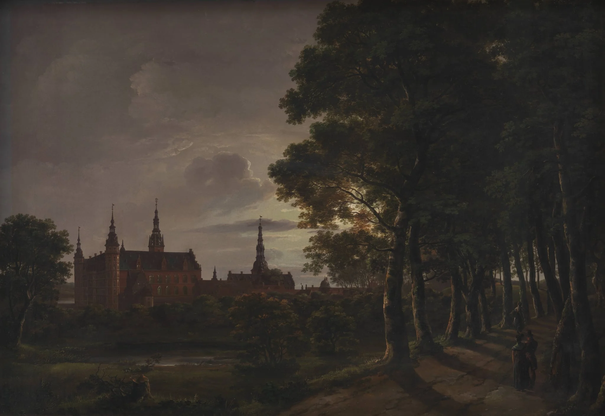 Frederiksborg Castle by Moonlight, by Unknown, 1817