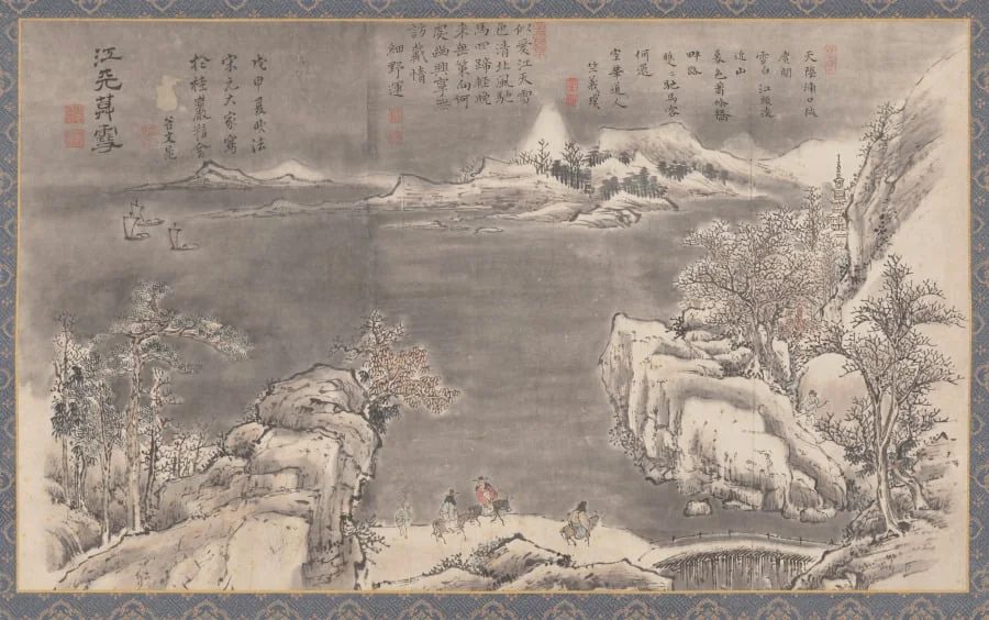 Evening Snow Blending River and Sky, from Eight Views of Xiao-Xiang, by Tani Bunchō, unspecified, 1788