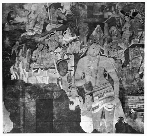 Copy of painting inside the caves of Ajanta (cave 1)