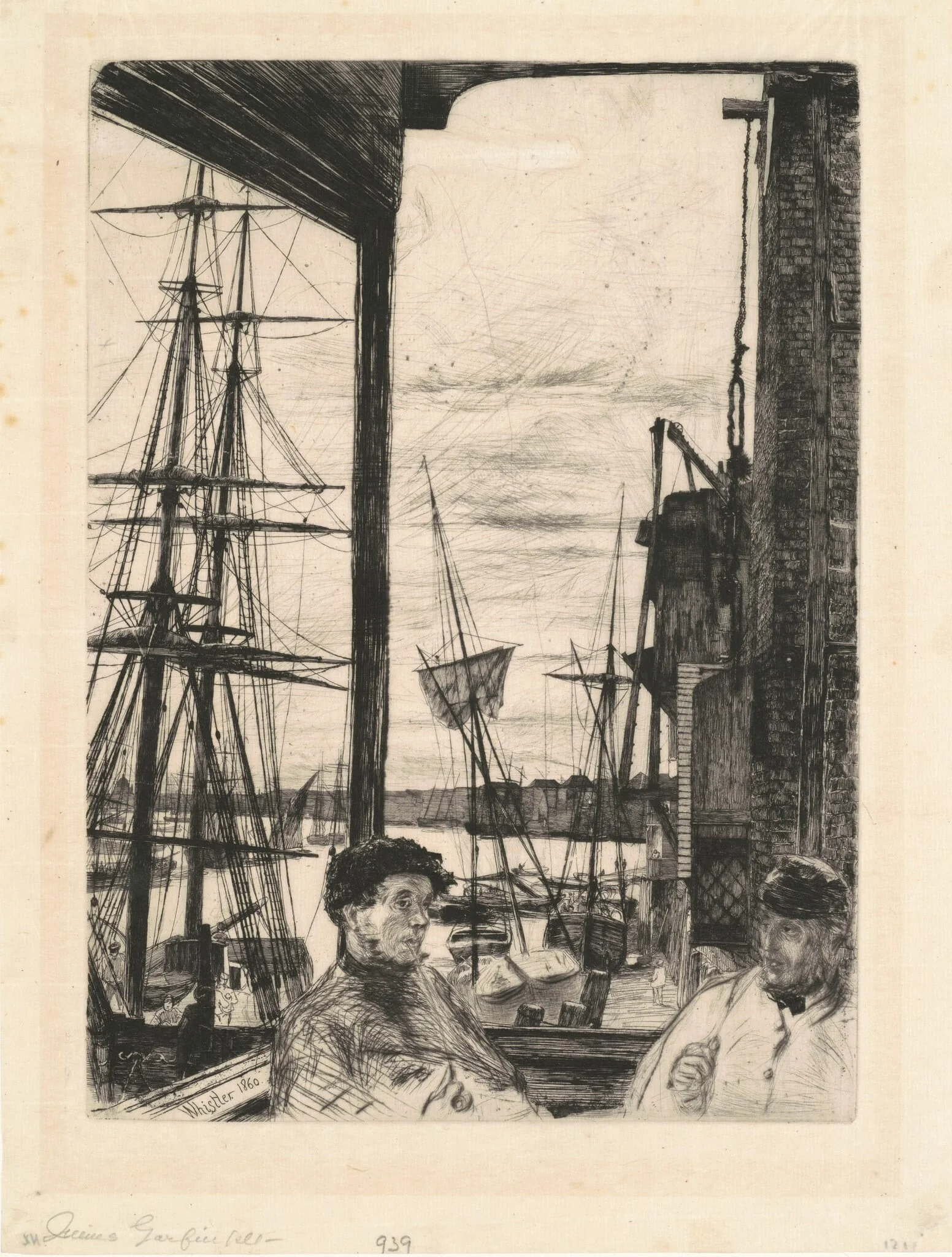 Rotherhithe, by James McNeill Whistler, ink, 1860