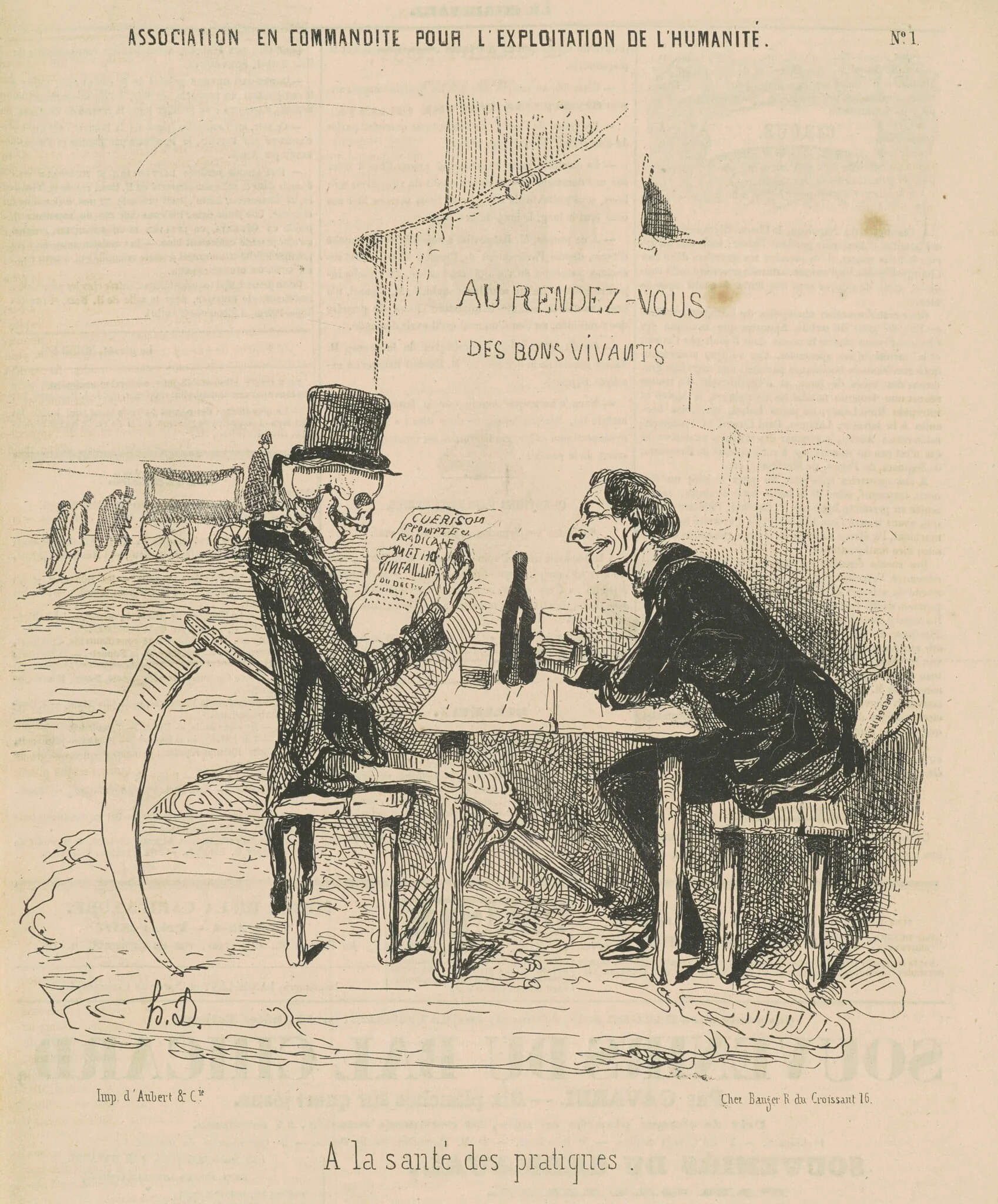 Association en commandite our l'exposition de l'humanité a la santé des pratiques, by Honoré Daumier, ink, 1840