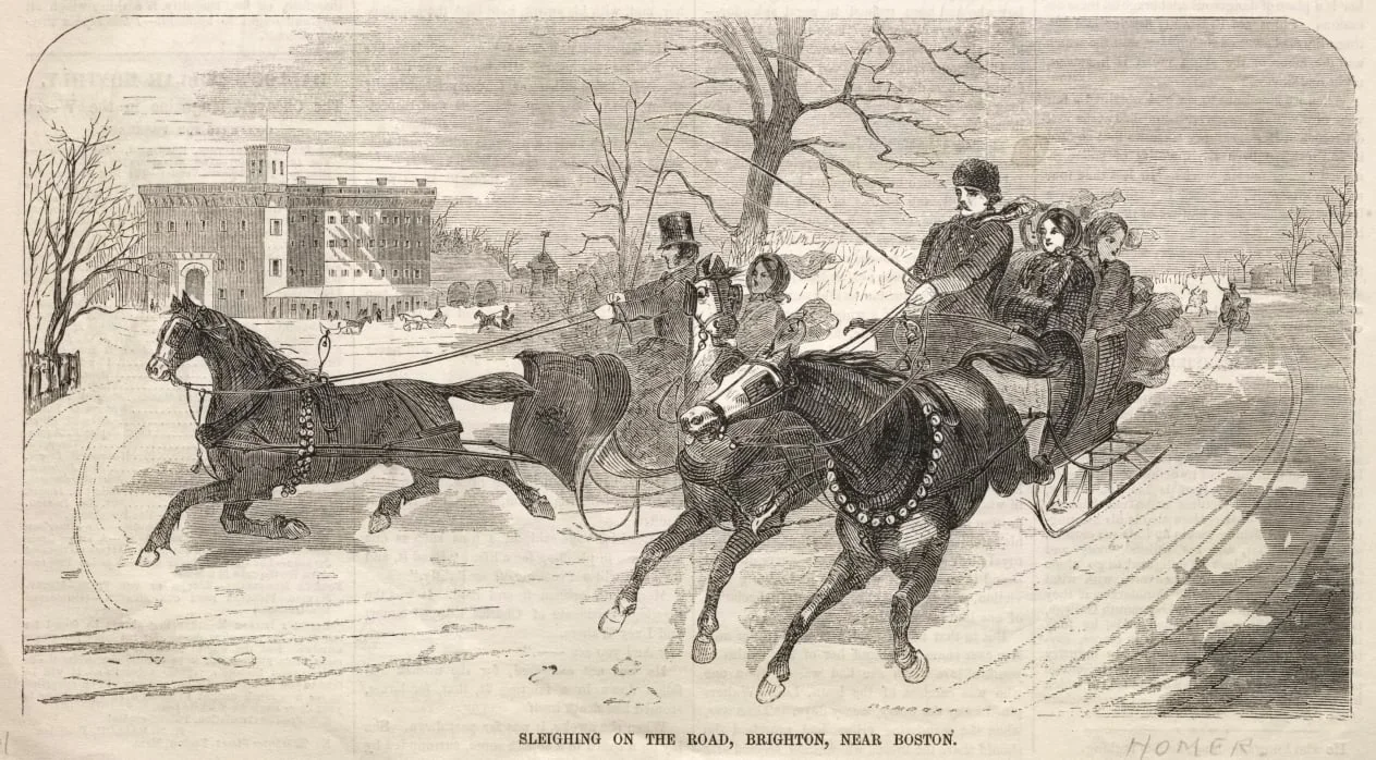 Sleighing on the Road, Brighton, near Boston, by Winslow Homer, 1859