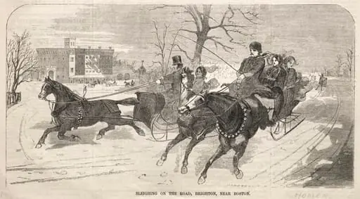 Sleighing on the Road, Brighton, near Boston