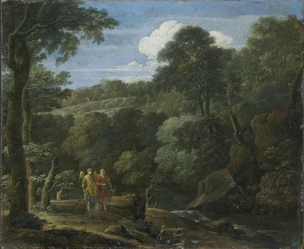 Tobias and the angel in a landscape
