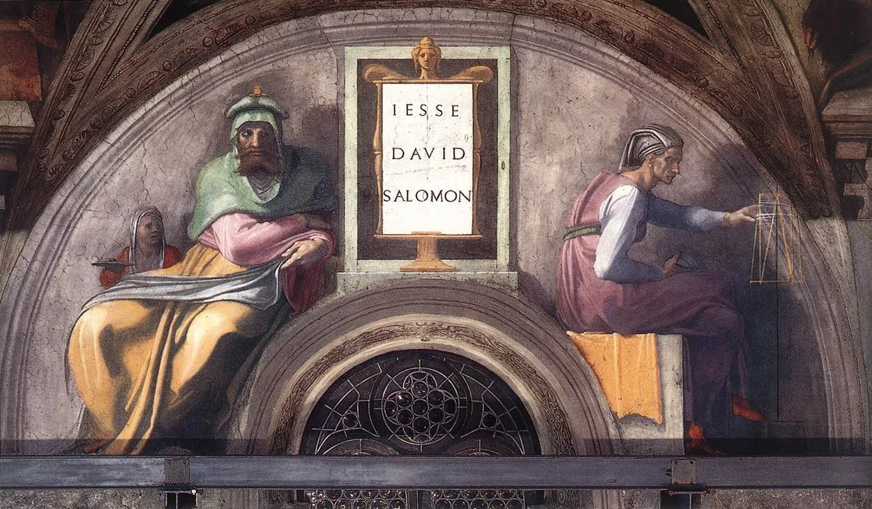Jesse, David and Solomon, by Michelangelo, fresco, 1511