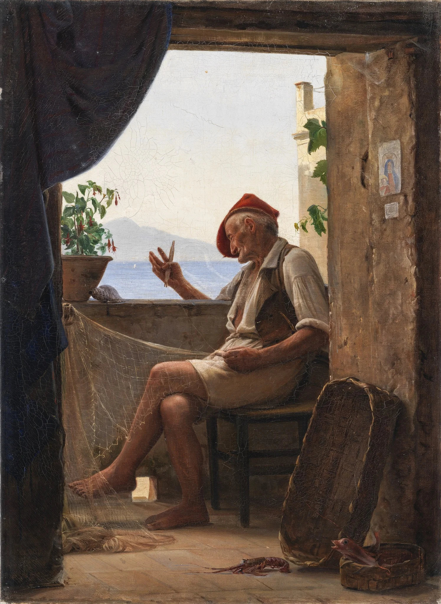 A Fisherman from Sorrento, Italy, by Carl Bloch, oil, 1860