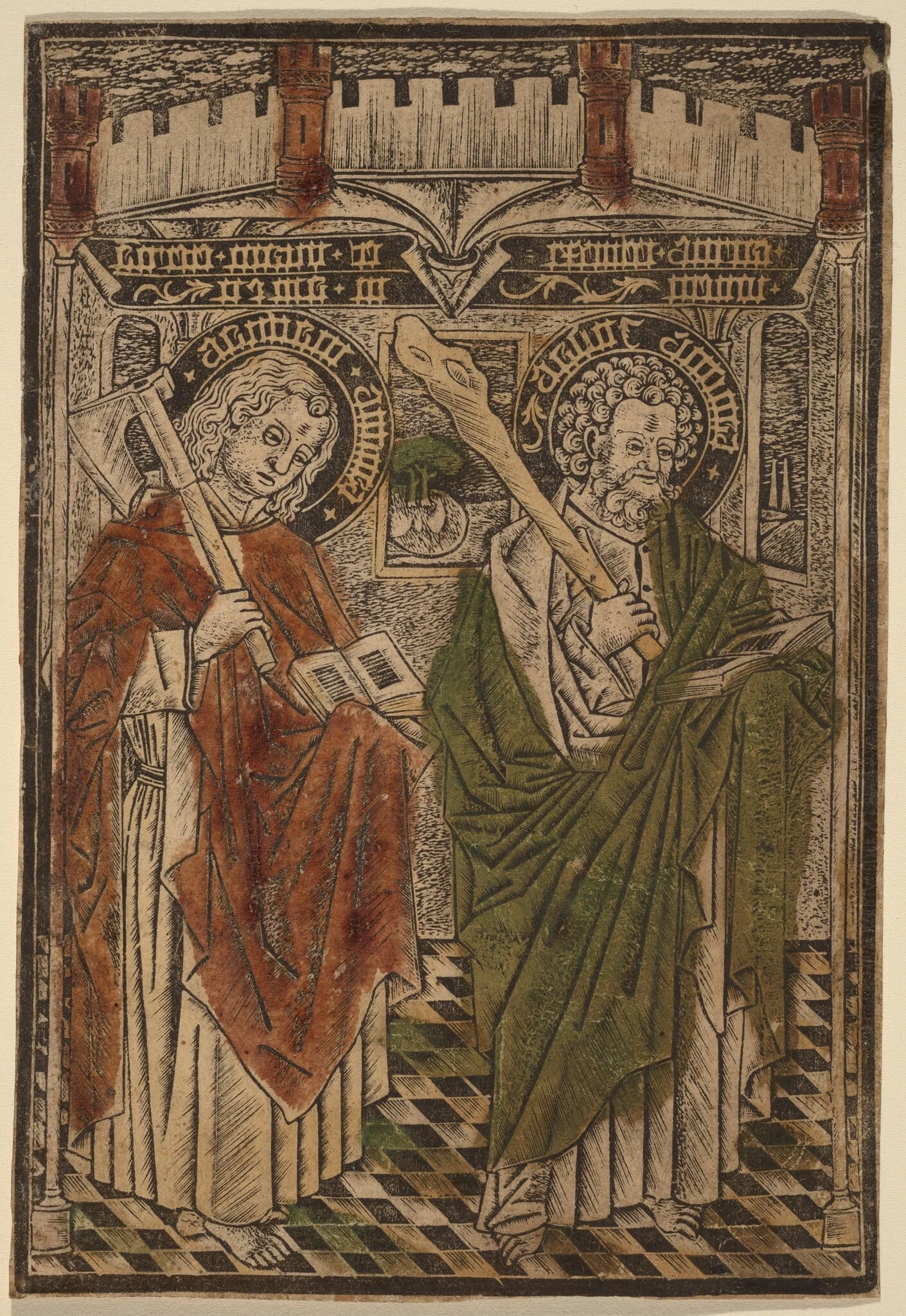 Saint Matthias and Saint Jude with Articles from the Credo, by Master d, paint, 1455